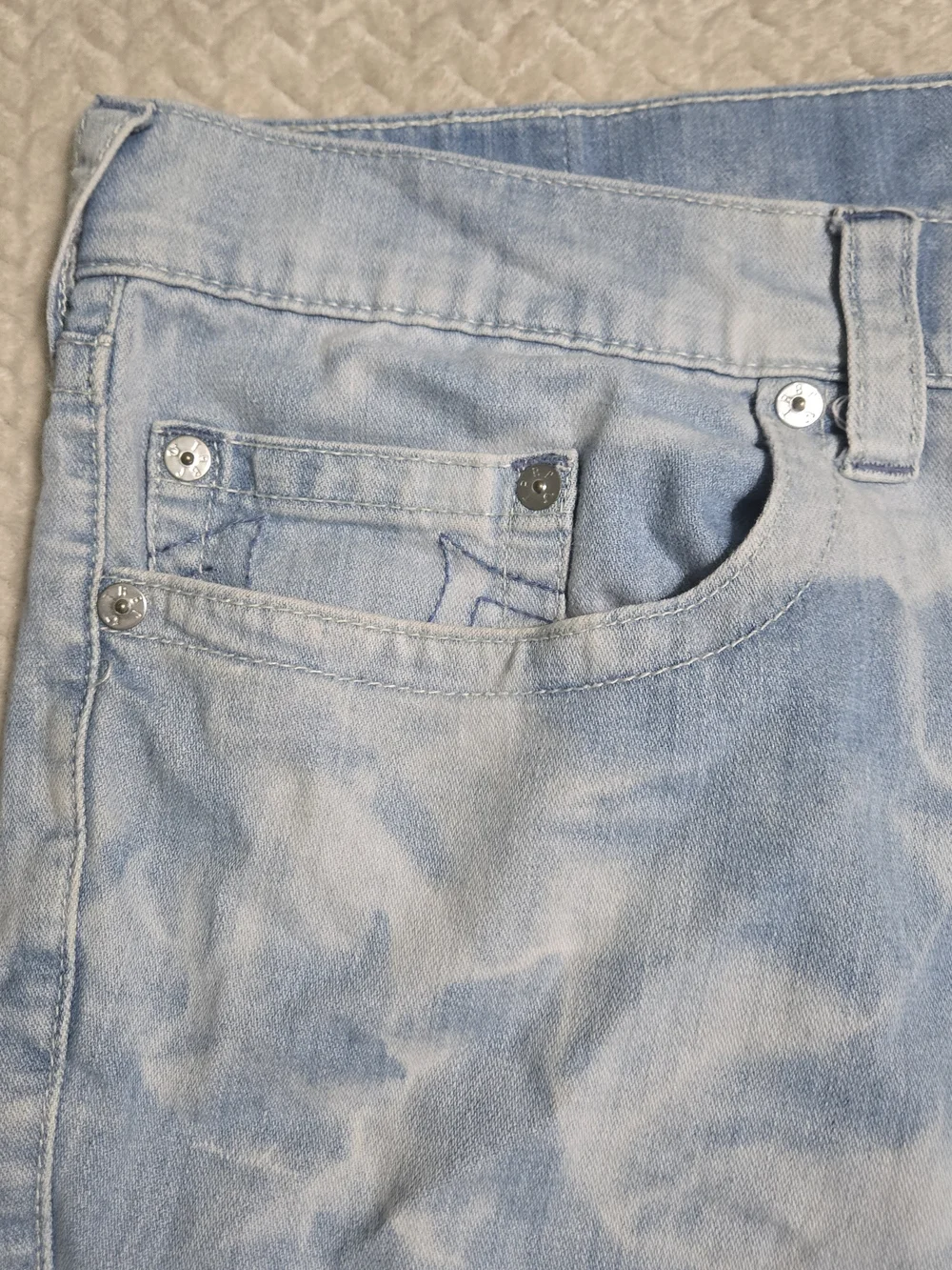 True Religion Ricky Cut Off Blue Jean Shorts Men's 44 Relaxed Straight